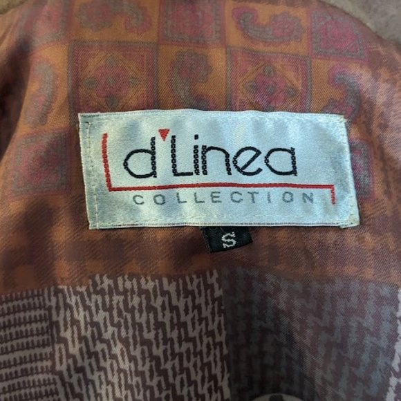 Vintage D'Linea Brown Suede Bomber Jacket - Picture 5 of 6
